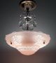 Vintage Art Deco Ceiling Lamp Light Fixture Antique Salmon Pink Shade Chandelier Chandeliers, Fixtures, Sconces photo 1