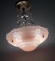 Vintage Art Deco Ceiling Lamp Light Fixture Antique Salmon Pink Shade Chandelier Chandeliers, Fixtures, Sconces photo 3