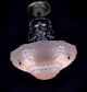 Vintage Art Deco Ceiling Lamp Light Fixture Antique Salmon Pink Shade Chandelier Chandeliers, Fixtures, Sconces photo 4