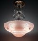 Vintage Art Deco Ceiling Lamp Light Fixture Antique Salmon Pink Shade Chandelier Chandeliers, Fixtures, Sconces photo 7