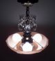 Vintage Art Deco Ceiling Lamp Light Fixture Antique Salmon Pink Shade Chandelier Chandeliers, Fixtures, Sconces photo 8