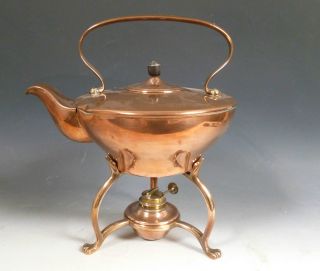 W.  A.  S Benson Arts And Crafts Copper Kettle,  Burner And Stand 
