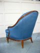 Vintage Blue Tufted Hollywood Regency Style Down Armchair Accent Lounging Post-1950 photo 2