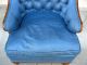 Vintage Blue Tufted Hollywood Regency Style Down Armchair Accent Lounging Post-1950 photo 5