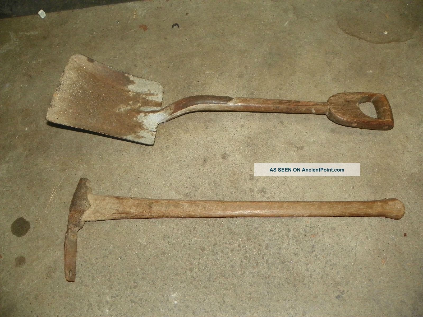 Vintage Wooden D Handle Shovel And Pick Primitives photo