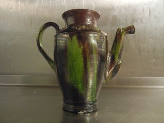 19c Chinese Antique Old Green Glaze Wine Pot photo