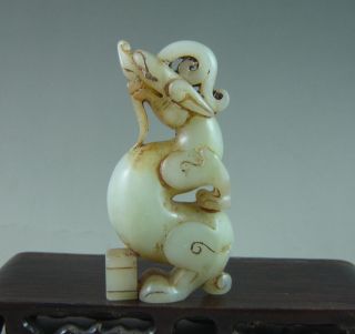 Fine Chinese Old Hetian Jade Carved Dragon Statue photo