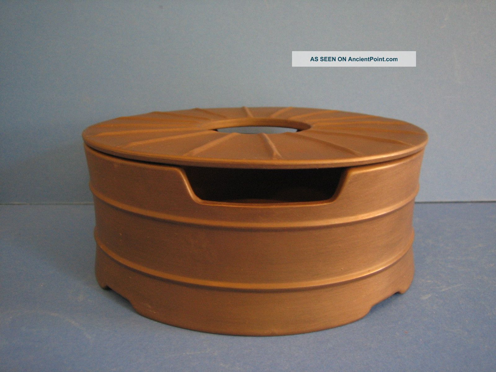 2 Piece Fluted Warmer Stand Flamestone Brown Dansk Design Danmark 7hq Danish Mid-Century Modernism photo