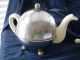 Vintage Art Deco Pottery & Hammered Chrome Everhot Tea Set Teapot Jug & Bowl Art Deco photo 11