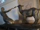 A Large Signed French Spelter Girl And Goat By Janle,  On A Marble Base Aesthetic Movement photo 3