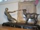 A Large Signed French Spelter Girl And Goat By Janle,  On A Marble Base Aesthetic Movement photo 4