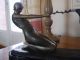 A Large Signed French Spelter Girl And Goat By Janle,  On A Marble Base Aesthetic Movement photo 7