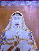 Vintage Gold Work Hindu God Kali Miniature Hand Painting On Wood Panel Gh - 312 India photo 1