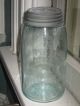 Vintage Masons Patent Nov.  30,  1858 & Cross Aqua Glass Quart Fruit Jar & Zinc Lid Primitives photo 3