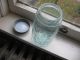 Vintage Masons Patent Nov.  30,  1858 & Cross Aqua Glass Quart Fruit Jar & Zinc Lid Primitives photo 7