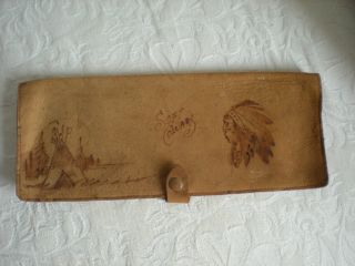 Vintage Native American Suede Wallet Pouch Soft Collars Western Usa Tribal photo