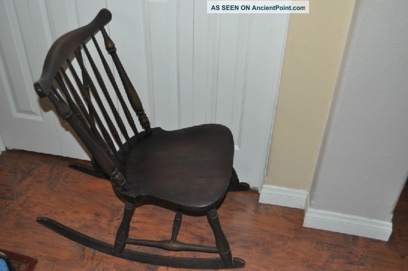 Antique Karpen Furniture Rocking Chair Dark Wood Windsor Chicago Arts & Crafts 1900-1950 photo