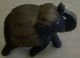 Vintage 1900s Elephant Wood Carved Metal Fitted Up Trunk Animal Good Luck Art India photo 1
