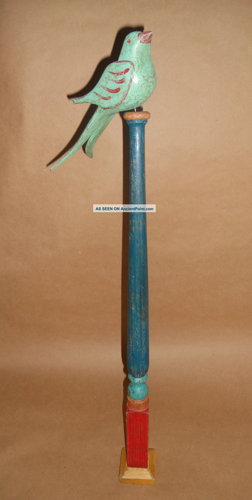 American Folk Art Primitive Hand Carved Wooden Bird Painted Signed Americana 2 Primitives photo