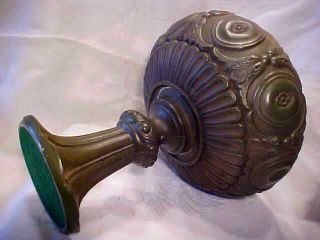Antique Art Nouveau Cast Spelter Green Metal Pedestal Bowl Footed Display Vase photo