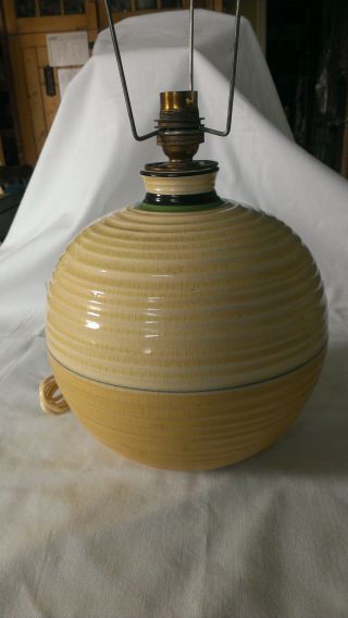 Classic Art Deco Ribstone Ware Booths Ceramic Lamp Globe Ribbed Striped Table photo