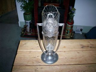 Wmf Type Metal Vase With Cut Glass Liner photo