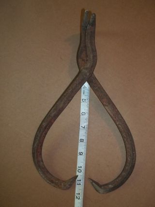 Antique Cast Iron Tong Ice Hook,  Hay,  Large photo