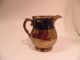 Antique Redware Pottery With Copper Luster Creamer With Stenciled Blue Decoratio Creamers & Sugar Bowls photo 3