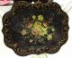 Vintage Fine Art Hand Painted Tole Ware Serving Tray Floral Still Life Flowers Toleware photo 1