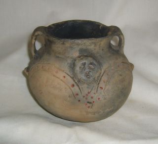 Antique Native American Mississippi Cultural Sphere Primitive Strap Handled Jar photo