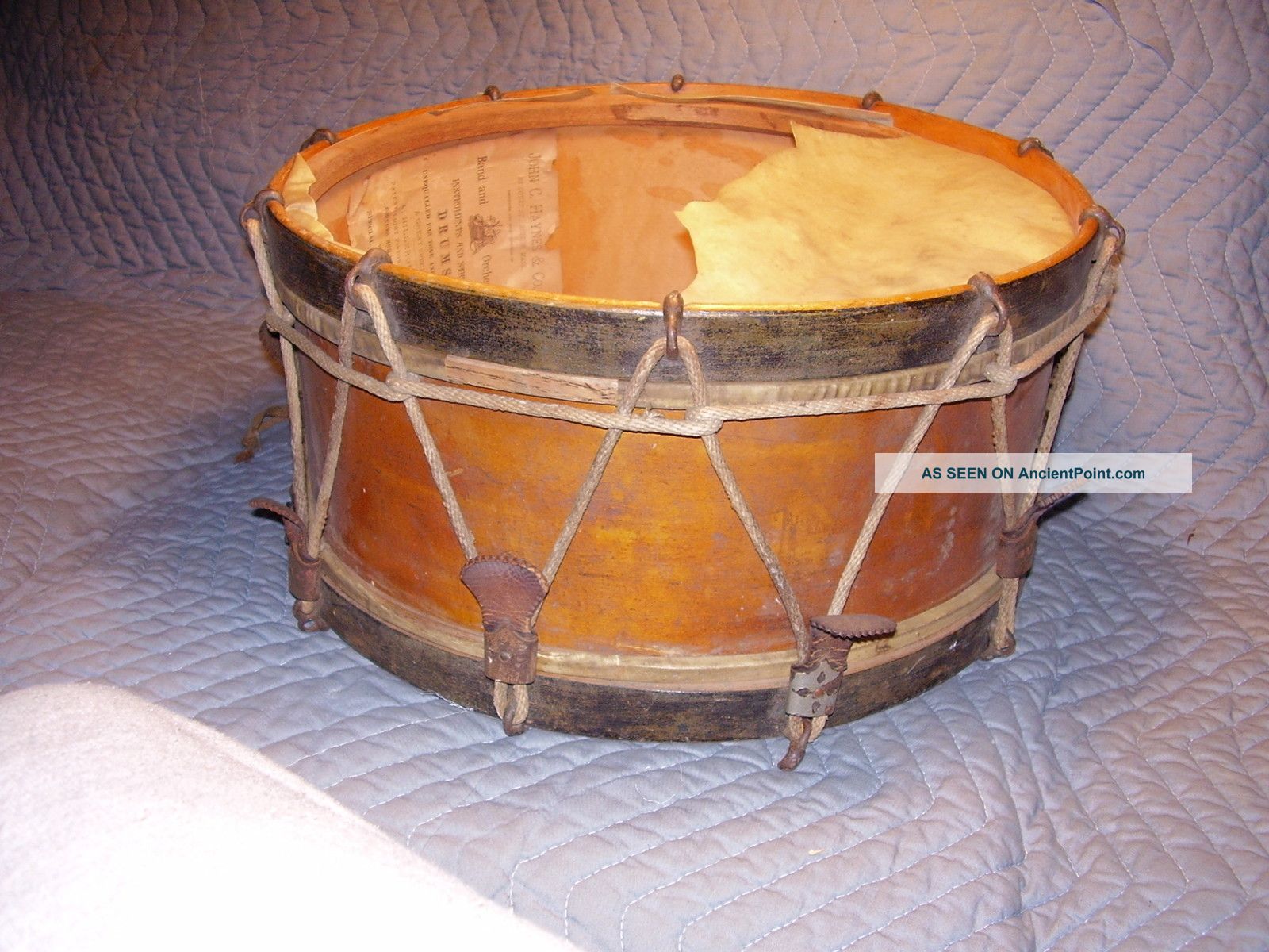 Antique Wood Wooden John C.  Haynes & Co.  Boston Ma Drum Fantastic Label Percussion photo
