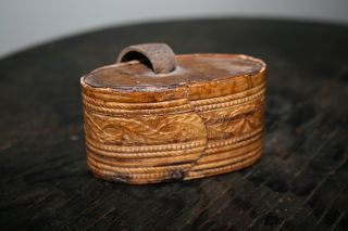 Antique Folk Art Snuff Box Early Primitive Finish Miniature photo