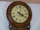 Antique Anglo American Marquetry Inlaid Mahogany Wall Clock 
