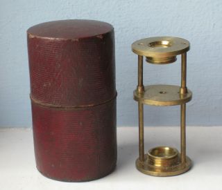Victorian Small Brass Field/pocket Microscope - Boxed photo
