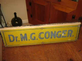 Brass Antique Doctor M G Conger Sign Wood Ca 1930 photo