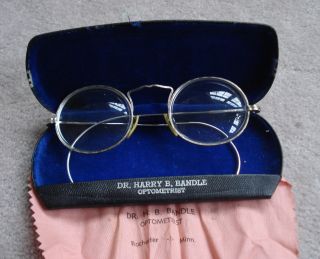 Antique 12 K Gold Filled Wire Round Eyeglasses Case Silver Filigree photo