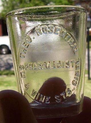 Apothecary Drug Store Dose Cup Shot Glass Advertising Theo Rosenthal Cincinnati photo