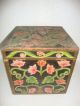 1930s Rare Handmade Carved Colorful Flower Vintage Wooden 9 Bottle Wine Box India photo 9