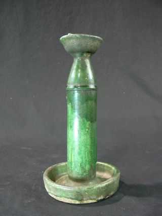 Antique Green Candlestick / Oil Lamp photo