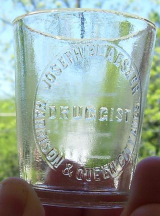Apothecary Drug Store Dose Cup Shot Glass Advertising Joseph Blaeszer Cincinnati photo