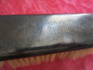 Sterling Silver Oval Natural Bristle Brush Engraved Script Walter A Hawes Marked photo