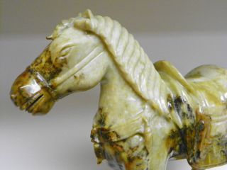 Hand Soapstone War Horse Art Sculpture No.  A 26 812 46 Saddle Tassels Nr photo