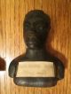 Pair 1930 ' S Nigeria African Hand Craved Busts Ebony Wood 3 - 1/2 