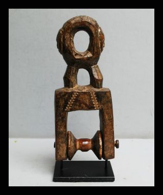 A Sculptural Baule Tribe Heddle Pulley Vvith Fine Face,  From The Ivorry Coast photo