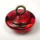 Antique Charmstring Glass Button Cranberry W/ Ring Of White Dots Swirl Back Buttons photo 2
