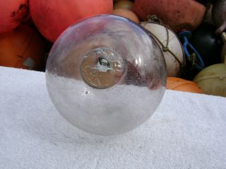 Rare 7 Inch Clear Glass Float Ball Buoy Bouy (0416) photo