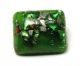 Antique Leo Popper Glass Button Green Rectangle W/ Silver & Orange Buttons photo 1