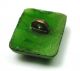 Antique Leo Popper Glass Button Green Rectangle W/ Silver & Orange Buttons photo 2