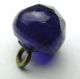 Antique Charmstring Glass Button Faceted Cobalt Ball Swirl Back Buttons photo 2