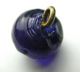 Antique Charmstring Glass Button Faceted Cobalt Ball Swirl Back Buttons photo 3